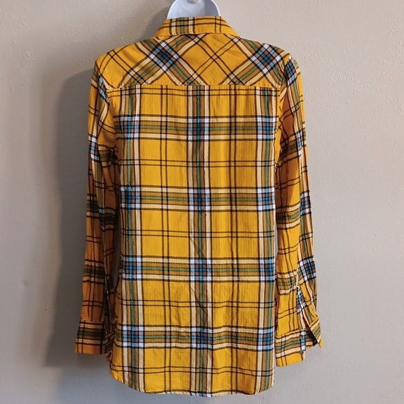 Yellow Plaid Western Button Down Shirt Merona XS - Picture 4 of 8